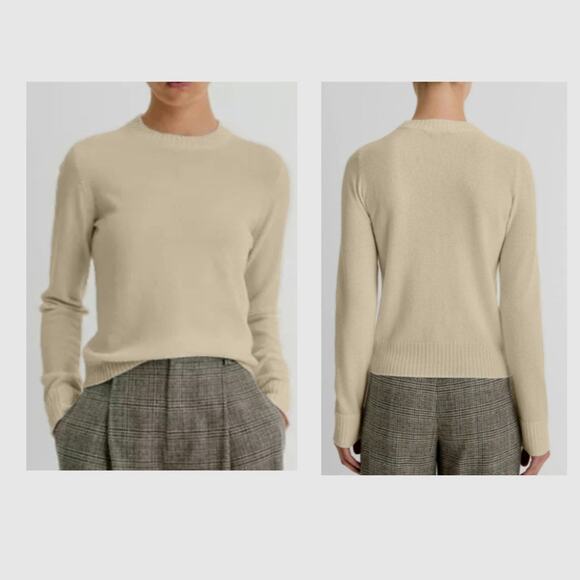 Vince Cashmere Blend Heathered Beige Classic Crewneck Sweater - Size Medium - Picture 1 of 6
